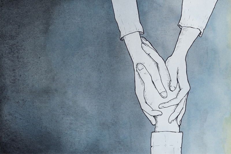 finding the right mental health practitioner for patients with chronic illness; Illustration of hands reaching out