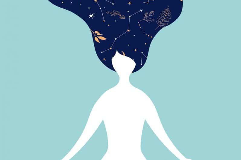 illustration of person doing yoga demonstrating mindfulness, therapy tips for managing stress